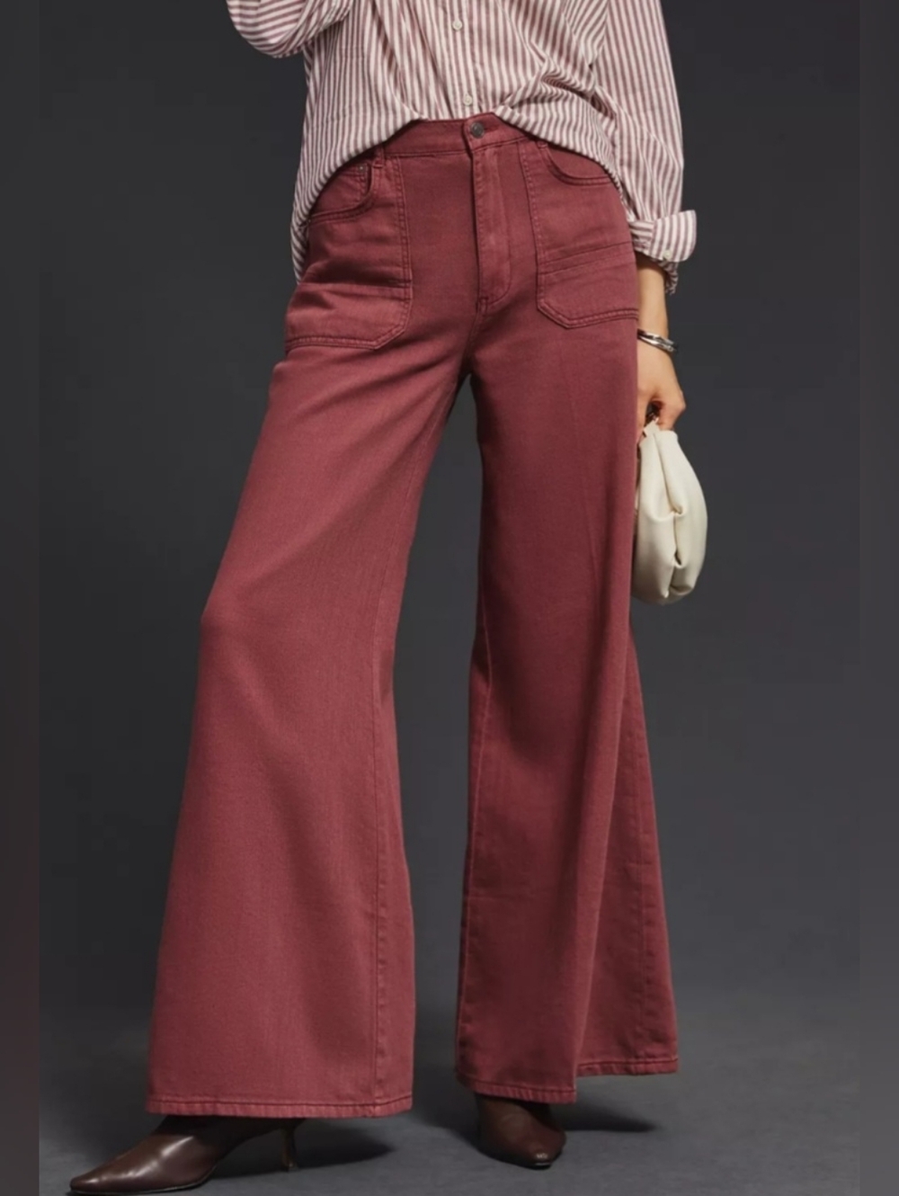 Anthropologie Wide-Leg High-Rise Pants in Dusty Rose